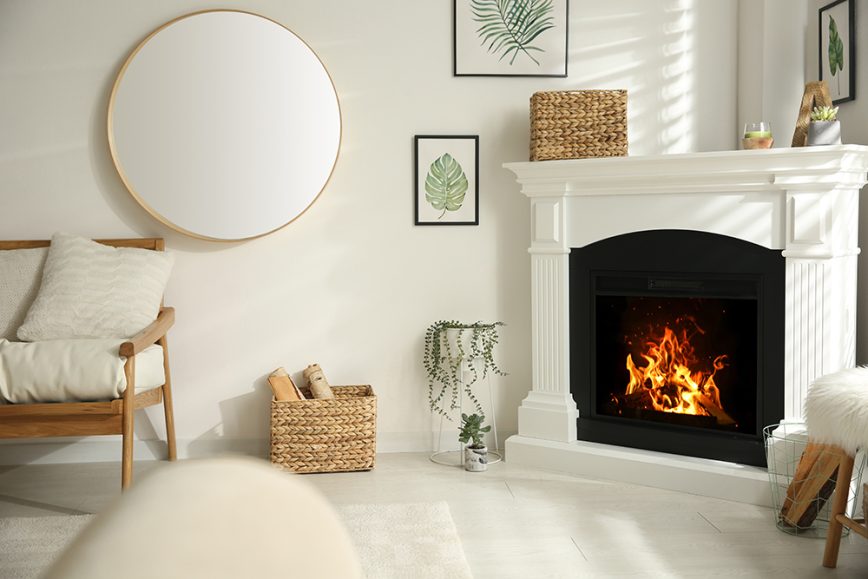 White room with fireplace and white surround